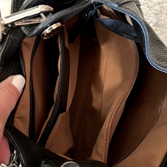 Neiman Marcus Black Pebble Leather Shoulder Handbag - Picture 6 of 11